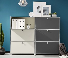 Kovový regál »CN3« s 3 výklopnými priehradkami, biely