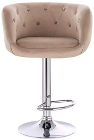 LuxuryForm DESIGN Barová stolička MONTANA VELUR na striebornom tanieri - latte
