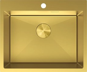 Mexen Solix, 1-komorový nerezový drez 600 x 500 mm, brúsená zlatá, 6408601000-55