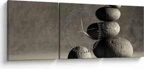 Obraz - Šedé kamene (s hodinami) (90x30 cm)