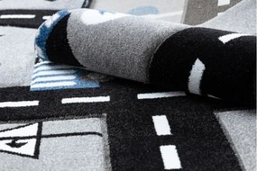 Detský metrážny koberec PETIT CITY MESTO ULICE ULIČKY sivý