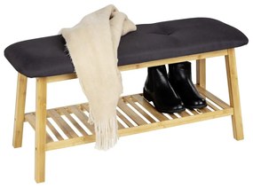 Čierna/prírodná bambusová polica s lavicou Ecori - Wenko