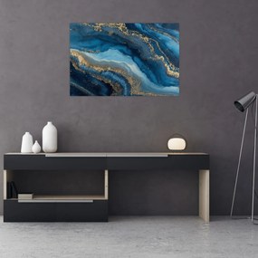 Obraz - Modrá mramorová abstrakcia (90x60 cm)