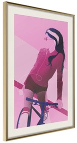 Artgeist Plagát - Woman on Bicycle [Poster] Veľkosť: 30x45, Verzia: Zlatý rám s passe-partout