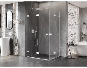 Mexen Lunar-F Duo, skladací sprchový kút 100 x 95 cm, 8mm číre sklo, biely profil, 836-100L-095P-20-00