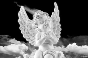 Obraz čiernobiely starostlivý anjelik na nebi Varianta: 90x60
