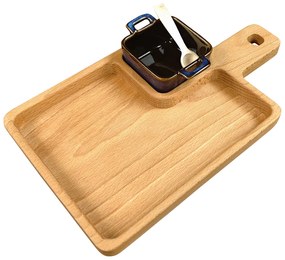 AMADEA Drevená miska s keramickou miskou a drevenou lyžičkou, masívne drevo, rozmer 27 x 16 cm