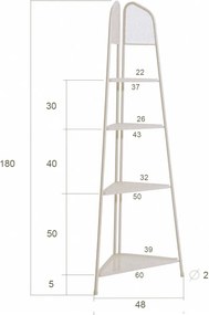 Svetlobéžová kovová rohová polica na balkón Garden Pleasure MWH, výška 180 cm