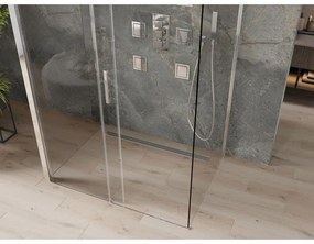 Mexen Omega, 3-stenný sprchovací kút s posuvnými dverami 130 (dvere) x 90 (stena) cm, 8mm číre sklo, chrómový profil, 825-130-090-01-00-3S