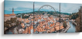 Obraz - Český Krumlov (s hodinami) (90x30 cm)
