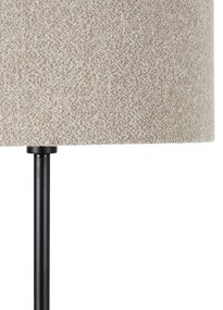 Stojaca lampa čierna s tienidlom Boucle taupe 50 cm - Simplo