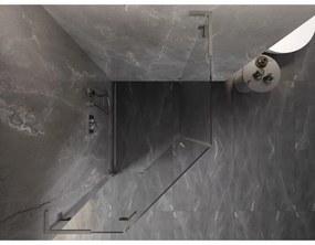 Mexen Lunar, L päťuholníkový sprchový kút naklápací doľava 80 x 100 cm, 8mm číre sklo, oceľový profil, 831L-080L-100P-97-00-L