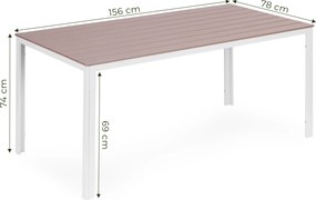 MultiGarden Záhradný stôl 6 miest 156x78 cm - béžová biela MultiGarden