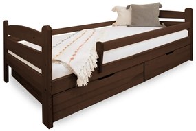 DL Detská drevená posteľ so zábranou 90x200 Maurícius - orech