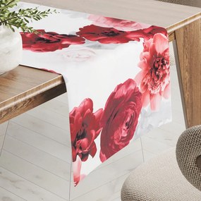 Biante Dekoračný behúň na stôl PM-017 Veľké červené kvety 35x160 cm