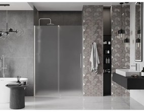 Mexen Velar, posuvné sprchové dvere do otvoru 130 cm, 8mm sklo námraza, brúsená oceľ, 871-130-000-31-97