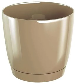 Prosperplast Kvetináč Coubi Round s miskou káva s mliekom, varianta 10 cm