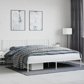 Kovový rám postele s čelom biely 200x200 cm 374493