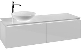 VILLEROY &amp; BOCH Legato závesná skrinka pod umývadlo na dosku (umývadlo vľavo), 2 zásuvky, 1400 x 500 x 380 mm, Glossy White, B58700DH