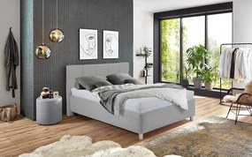 Posteľ Glory 140x200 cm, svetlo šedá látka, s matracom