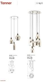 Redo 01-3194 - Luster na lanku TANNER 6xE14/28W/230V pr. 47,2 cm