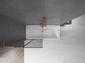 Mexen Velar L, 2-krídlová posuvná vaňová zástena 90 x 150 cm, 8mm šedé sklo, medená matná, 896-090-003-41-65