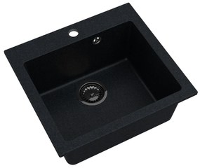 Sink Quality Ferrum 50, kuchynský granitový drez 490x450x195 mm + čierny sifón, brocade, SKQ-FER.B.1K50.XB