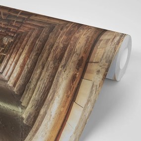 Samolepiaca fototapeta drevená štôlňa - 225x150