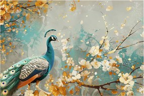 Obraz - Páv so zlatým dekorom (90x60 cm)