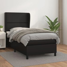 Boxspring posteľ s matracom čierna 100x200 cm umelá koža 3128955