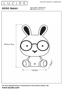 Moderné svietidlo LUCIDE LED DODO Rabbit  71591/03/66