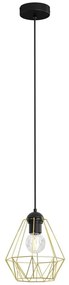 Luster na lanku BERGEN 1xE27/60W/230V čierna/zlatá