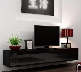 Moderný TV stolík Igore 180, černá/černý lesk