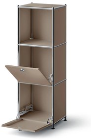 Kovová komoda »CN3 Slim Line« s 2 výklopnými priečinkami, hnedosivá