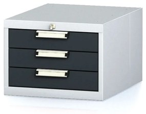Závesný dielenský box na náradie k pracovným stolom MECHANIC, 3 zásuvky, 480 x 600 x 351 mm, antracitové dvere