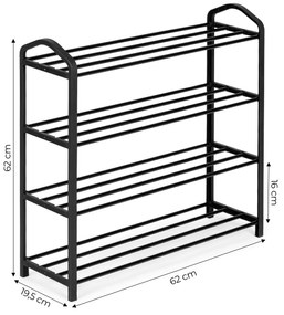ModernHome Kovový regál na topánky - 4 police