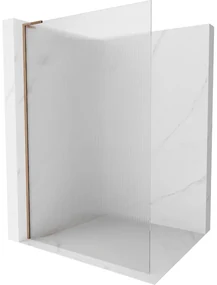 Mexen Kioto L, sprchová zástena Walk-In 120 x 200 cm, 8mm sklo s rebrovým vzorom, ružové zlato profil, 800-120-103-60-09