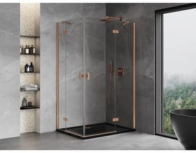 Mexen Mist-H Duo, 2-krídlový výklopný sprchový kút 95 x 120 cm, číre sklo, medený matný profil, 8A5-095L-120P-65-00