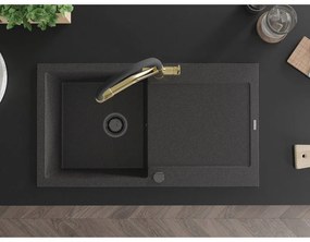 Mexen Leo, 1-komorový granitový drez 900x500x190 mm a drezová batéria Duo, čierna škvrnitá, 6501-76-671701-57-B