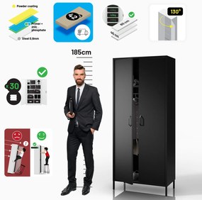 Čierna šatníková skriňa FLAVIO Modern 800 x 1850 x 450 mm