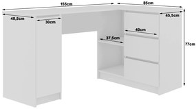 Rohový PC stolík Bevin (biela + cappuccino lesk) (P). Vlastná spoľahlivá doprava až k Vám domov. 1068976