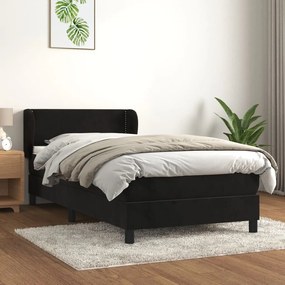 Posteľný rám boxspring s matracom čierny 90x190 cm zamat 3127405