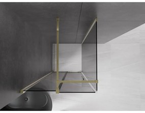 Mexen Velar, sprchový kút s posuvnými dverami 110 x 110 cm, 8mm šedé sklo, zlatá lesklá, 871-110-110-41-50