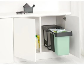 Vstavaný plastový odpadkový kôš na triedený odpad v mentolovo-tmavosivej farbe 30 l Sort&amp;Go – Brabantia