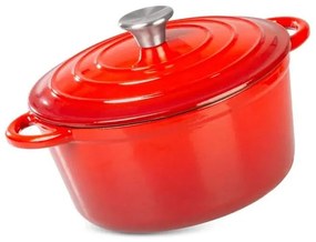 Liatinový hrniec 24cm smaltovaný 4l s pokrievkou červený
