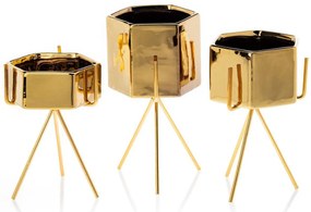 KERAMICKÝ KVETINÁČ SO STOJANOM SASHI 16X9,5 CM ZLATÁ