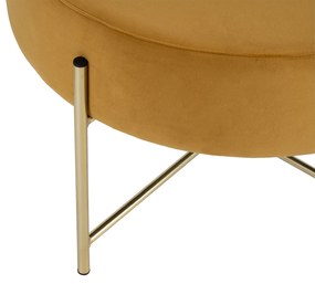 Noela Zamatový puf so zlatou základňou MORO žltý