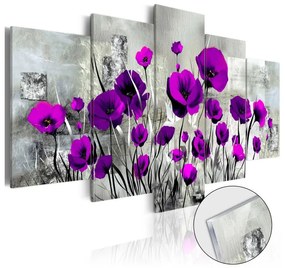 Obraz na skle - Meadow Purple Poppies