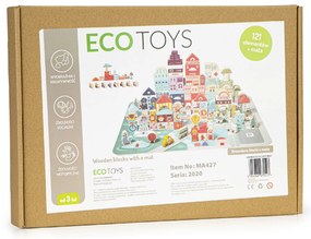 WELLHOX Drevené vzdelávacie bloky city mat 121 ks