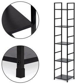 ModernHome Moderný drevený regál, kovový rám LOFT, 5 políc